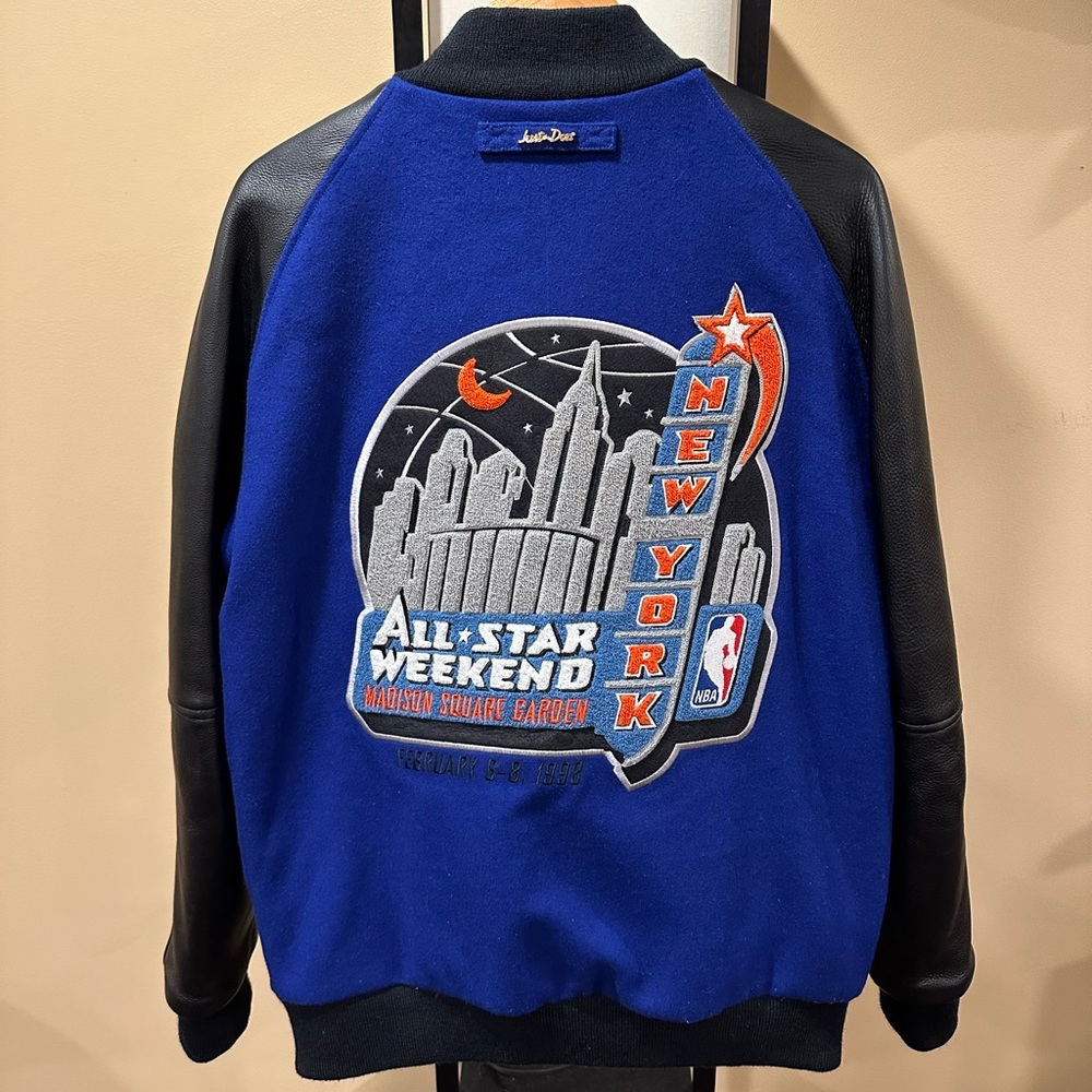 Just Don x Mitchell & Ness 1998 NBA All Star Blue / Black Varsity Jacket - Picture 3 of 16